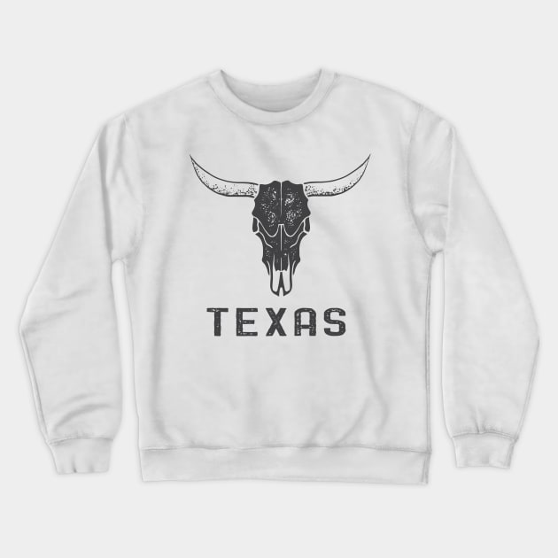 Texas Longhorn Skull Crewneck Sweatshirt by DogfordStudios